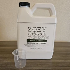 Zoey Naturals Laundry Detergent Free & Clean 32oz (42 loads)  w/ Measuring Cup