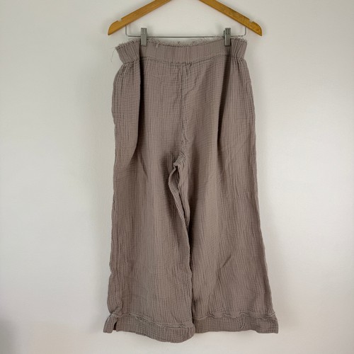 Carly Jean Los Angeles Gaze Wide Leg Cropped Hose Gr. L taupe Boho Strand - Bild 2 von 11