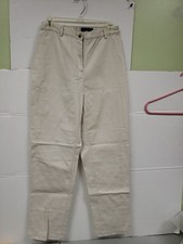 Lands End Womens Straight Leg Pants Beige Stretch Waist Flat Front Sz 6 NWT