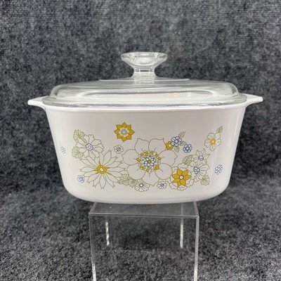 Vintage Corning Corelle Floral Bouquet 3 Quart Casserole Dish A-3-B & Lid A 9 C