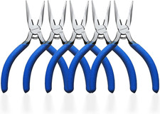 Mini Needle Nose Pliers 5"-5 Pack Small Long Nose Pliers with Wire Cutters, Spr