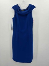 Pre-Owned Tahari Blue Size 8 Knee Length Sleeveless Dress