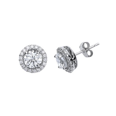 Silber Jewelco London CZ Halo Ohrstecker