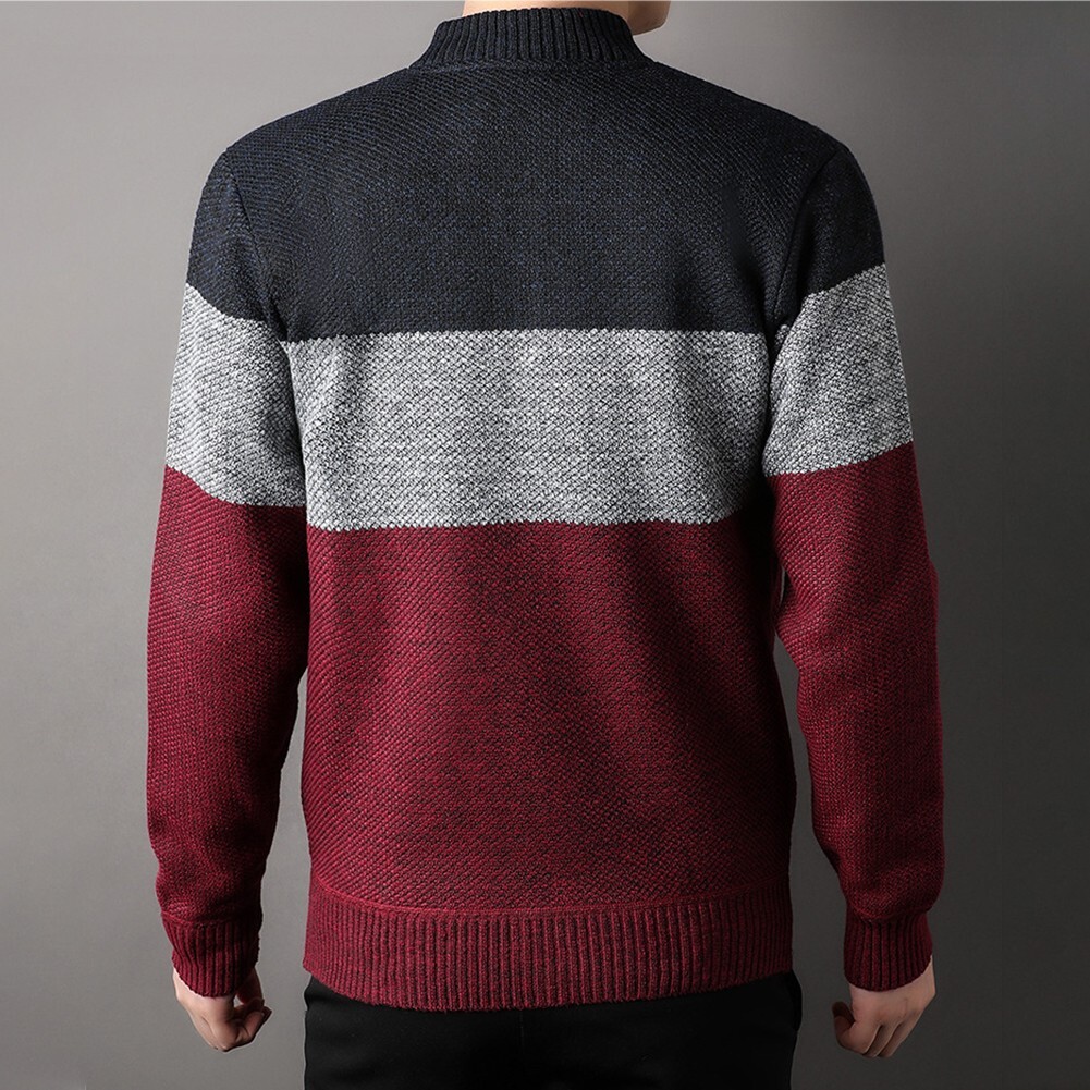 Knitted Comfort Men's Warm Winter Cardigan with Fleece Lining (Navy