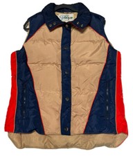 VTG Unisex XL Skitique Full Zip Snap Goose Down Puffer Ski Snow Retro Vest