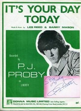 P. J. Proby autograph, American SINGER, SONGWRITER, signed card