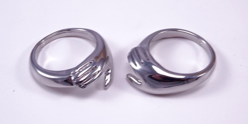 One Dozen New Metal Best Friend Inner Locking Hand Shake Rings #R1167-12 - Picture 1 of 4