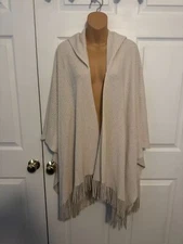 Cejon Women's Hooded Sweater Shawl Wrap with Fringe One Size