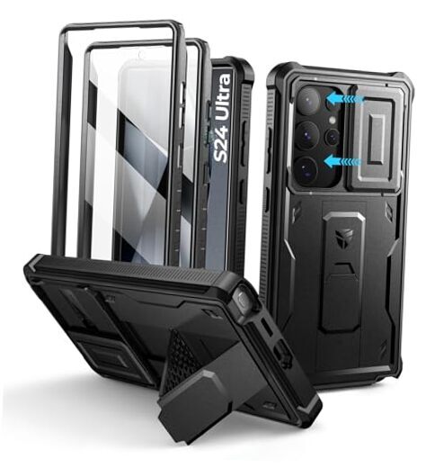 for Samsung Galaxy S24 Ultra Case with Built-in Slide Camera S24 Ultra - Black