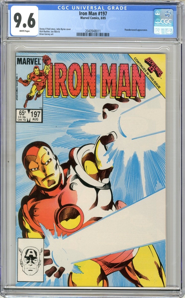 Iron Man #197 CGC 9.6 NM+ White pgs 8/85 Thundersword App. Denny O