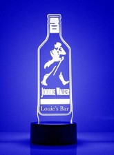 Johnnie Walker LED Light Up Sign, w/Remote Control, Engraved Bar/Mancave Lamp