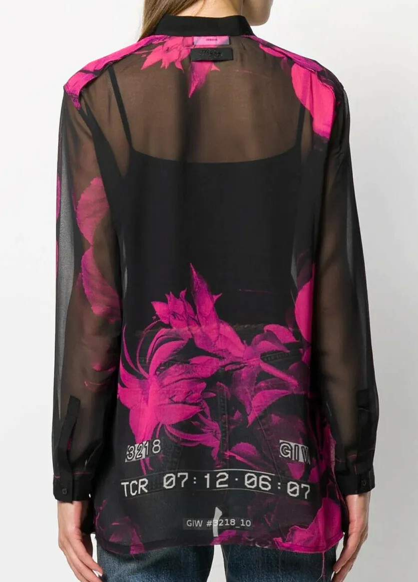DISEL★ディーゼル新品タグ付き★今期SEE-SAKURAシャツ $248 NWT DIESEL SzS C-SAKURA-D FLORAL GEORGETTE LONG SLEEVE SHIRT