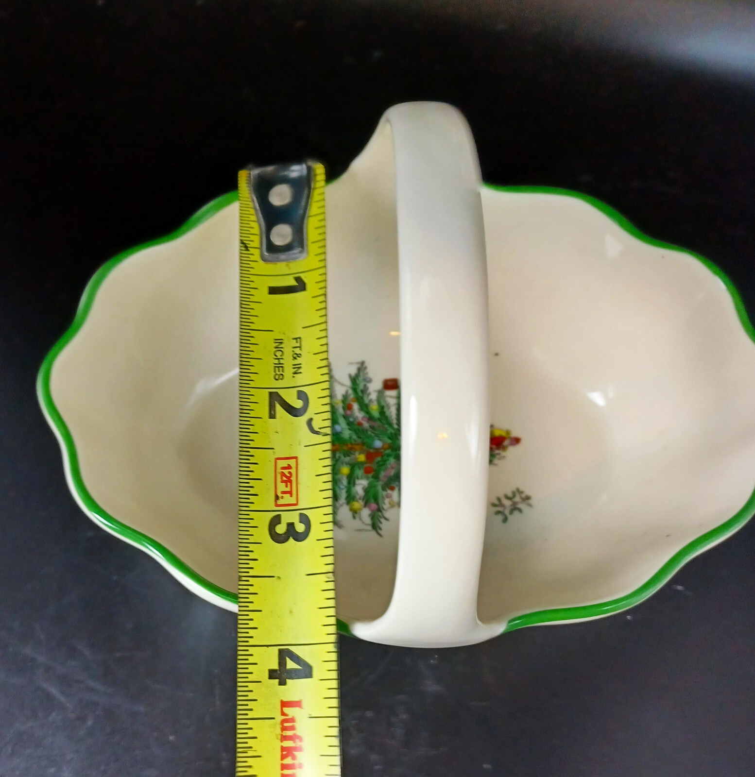 Spode Christmas Tree Basket With Handle 6" Vintage Holly