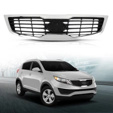 Fit For 2011-2012 Kia Sportage Front Bumper Upper Grille Black Chrome KI1200147