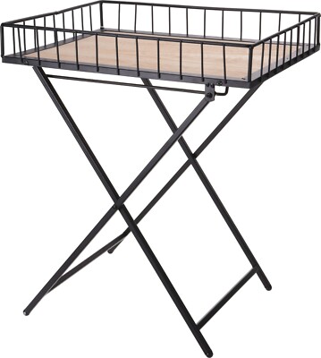 Klappbarer Couchtisch schwarz Metall & Holz Beistelltisch klein