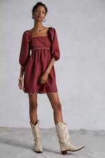 Anthropologie Scalloped Mini Dress L new