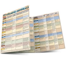 Vitamins & Minerals; Tri-Fold Laminated Reference Guide Brand New Bar Charts