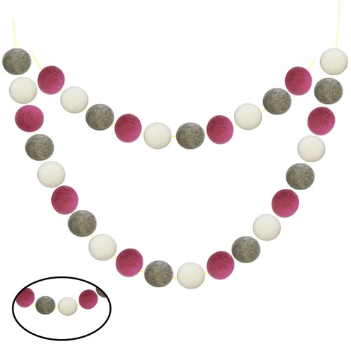 2 M Wall Hanging Balls Banner Felt Ornament Flower Garlands Wool Manual