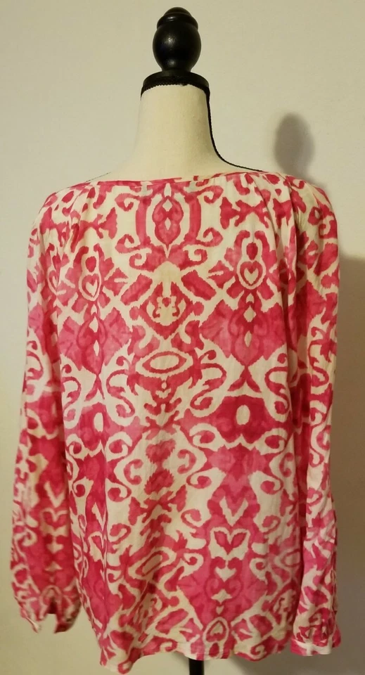 Blusa túnica multicolor manga larga Jones New York para mujer talla M corbata ojo de cerradura Foto 4 de 4