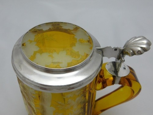 HUNTER BEER MUG - LID HUMPS SILVER 800 AROUND 1840 - Picture 4 of 8