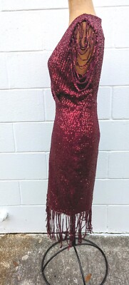 1920s bodycon dress Black Golden Sequin Bodycon 1920s Flapper Dress with Tassles main image 1