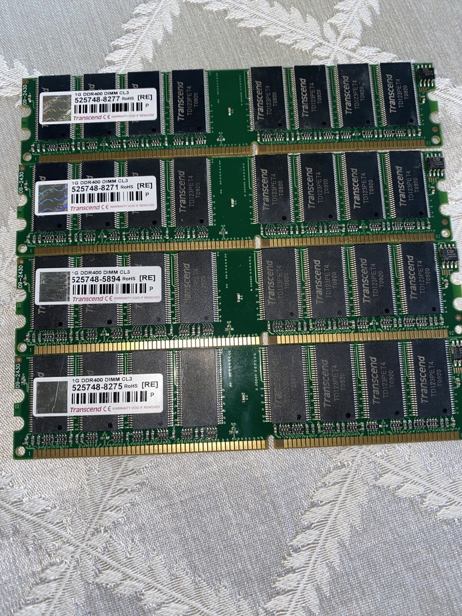 Transcend 1G DDR 400 DIMM CL3 RAM Memory Lot of 4 | eBay