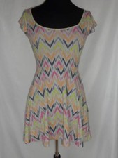 American Eagle Sundress Small Gray Chevron Print Open Back