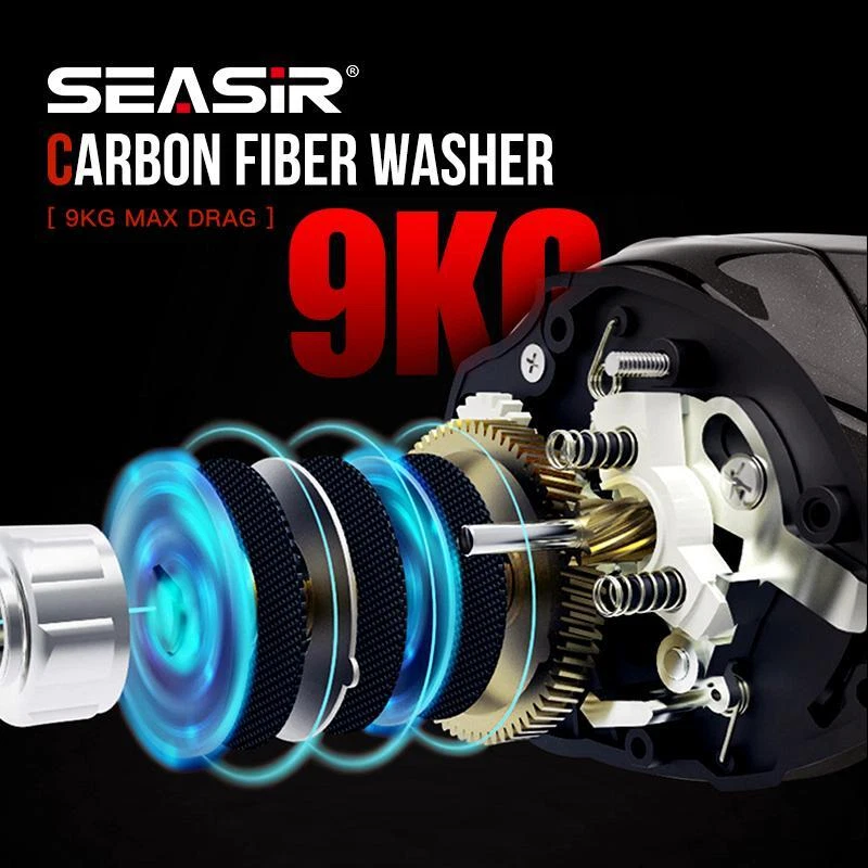 Carretel de lançamento de isca Seasir Cast-x2 7.3:1 alta velocidade relação de engrenagem arrasto 8.5kg alumínio - Imagem 4 de 4