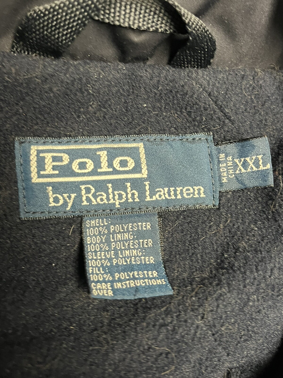 PONY Polo Ralph Lauren Tuck Away giacca con cappuccio blu navy foderata full zip uomo taglia 2XL