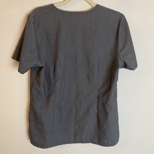 Figs Technical Catrina Scrub Top Shirt Womens Medium Gray Pocket V-Neck Stretch - Picture 2 of 6