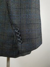 46L Hickey Freeman Olive/Blue Worsted Wool Full-canvas Tweed Blazer Jacket Coat