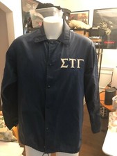 1980's XL Men's Silk Style Dark Blue Fraternity Jacket