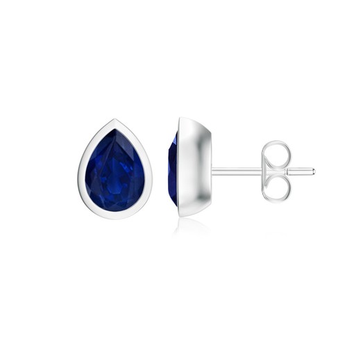 Pear Cut Natural Gemstone Stud Earring For Women Gift | Bezel Set in 14k Gold - Picture 34 of 121