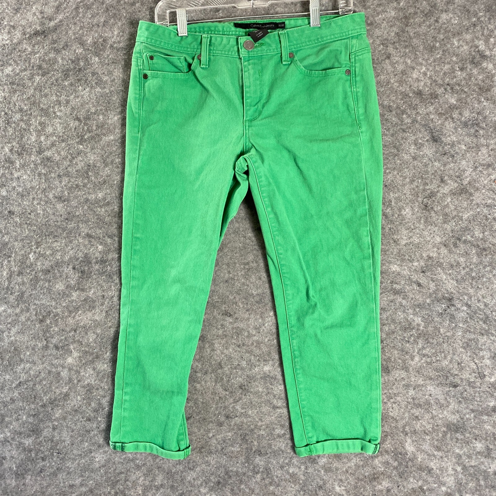 Calvin Klein Jeans Women's Size 30 Waist Skinny Crop Bright Green Denim