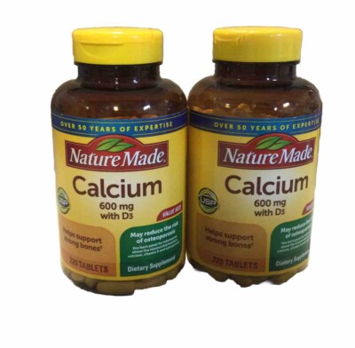 2 Pack Nature Made Calcium 600 Mg with Vitamin D3 220 Tablets (P5)