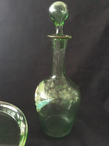 Legras Partie de service a liqueur composé d'un verre,carafe et cabochon et plat - Foto 6 di 15