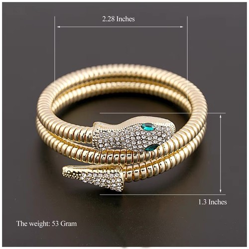 New ❤️gold Plated SNAKE Animal Charming Rhinestone Wrap around BRACELET Au - Picture 7 of 11