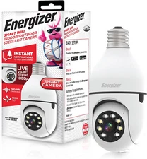 Energizer Smart Wi-Fi Indoor Outdoor Bulb Socket P/T Camera - NEW 1080p - 2.4ghz