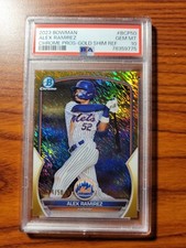 2023 Bowman Alex Ramirez Chrome Prospects Gold Shimmer Refractor # /50 PSA 10