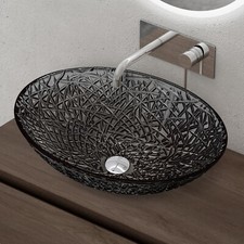 doporro Aufsatzwaschbecken glas Waschbecken glas Waschtisch Waschschale Oval M05