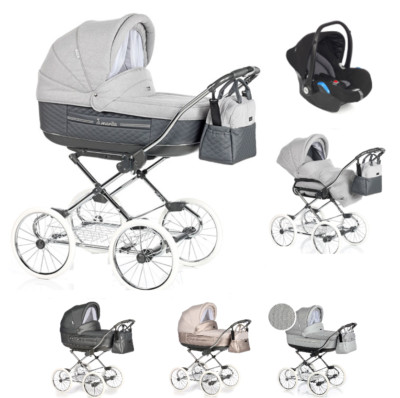  3in1 Klassischer Kinderwagen ROAN Marita Prestige / gepumpte räder 12'' ROA