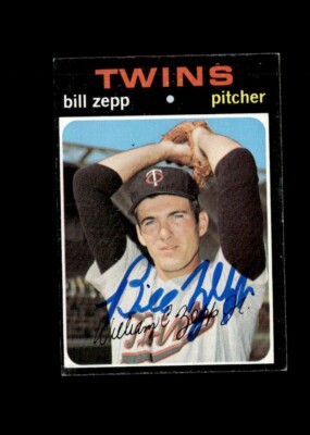 Bill Zepp 1971 Topps Twins authentic autographed card