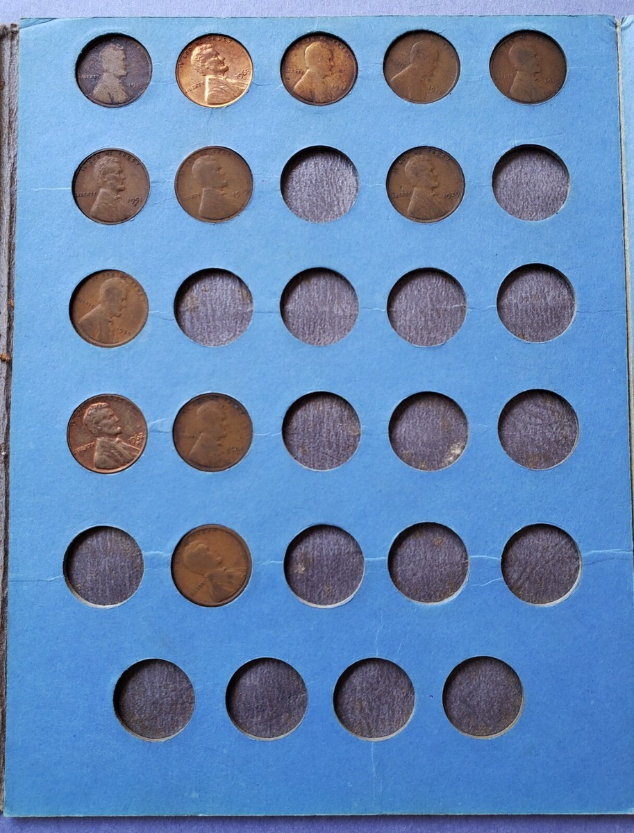 1941 Lincoln Head Cent Collection Book Number 2 - 70 Coins | eBay