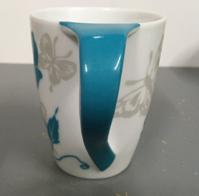 MAXWELL & WILLIAMS Porcelain Swirl Mug Wild Rose Blue White Silver Butterfly
