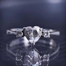 Size 6, vintage sterling silver 925 statement heart ring with cz