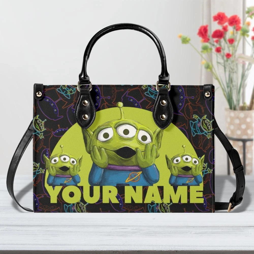 Personalized Aliens Toy Story Leather Handbag, Disney Leather