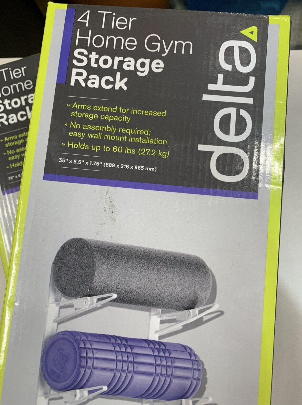 Gym Wall Mount White Storage Rack 4-Tiers & Easy Assembly/Ho