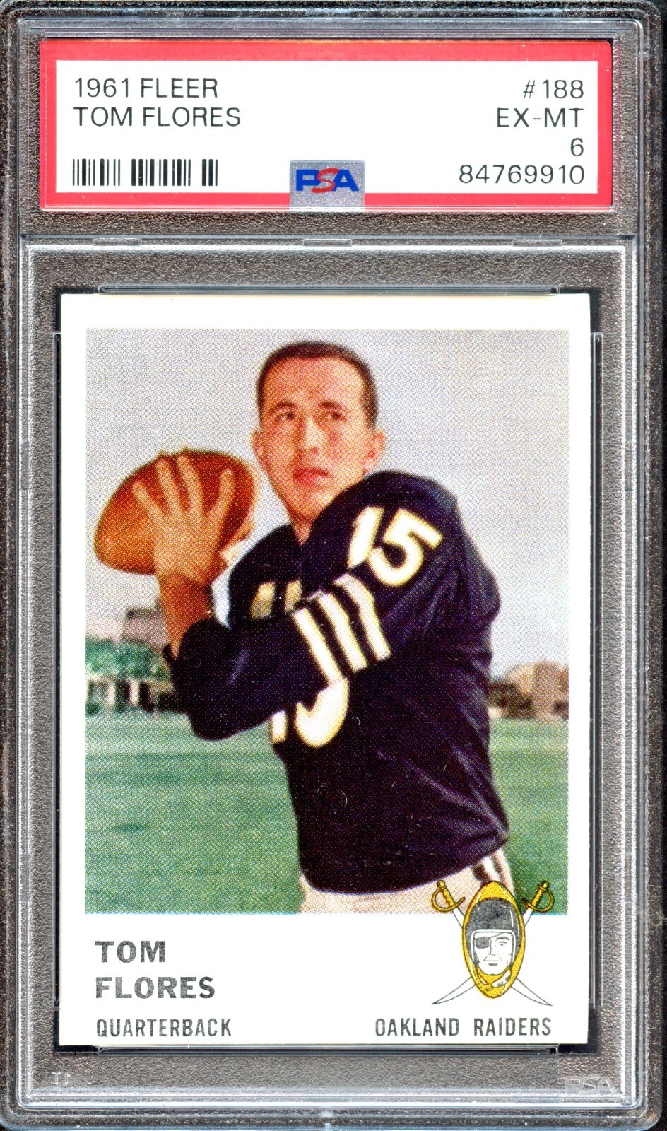 FB - 1961 Fleer - #188 - Tom Flores - PSA 6 - EX-MT