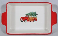 VINTAGE GRACE BAKE SHOP CHRISTMAS WOODY TREE PORCELAIN BAKING DISH 9" X 5" X 2"
