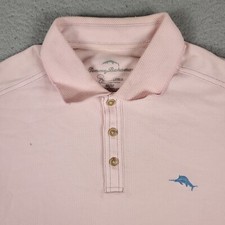 Tommy Bahama Pink Blue Marlin Mens Short Sleeve Polo Shirt Medium STAINED